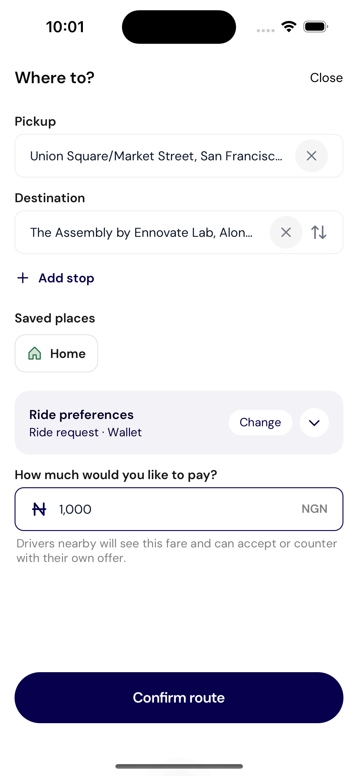 Set your own fare
